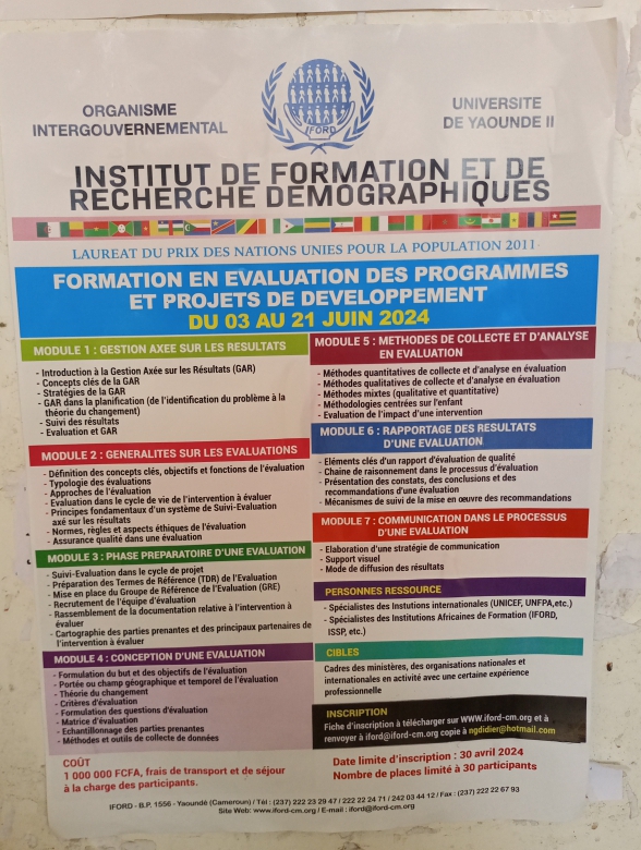 FORMATION EN EVALUATION DES PROGRAMMES  ET PROJETS DE DEVELOPPEMENT